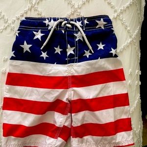 Boys size 6 red white blue swimsuit